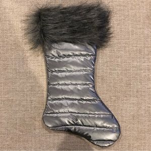 National Tree Company Christmas Stocking HGTV Home Collection Gray Fur Top